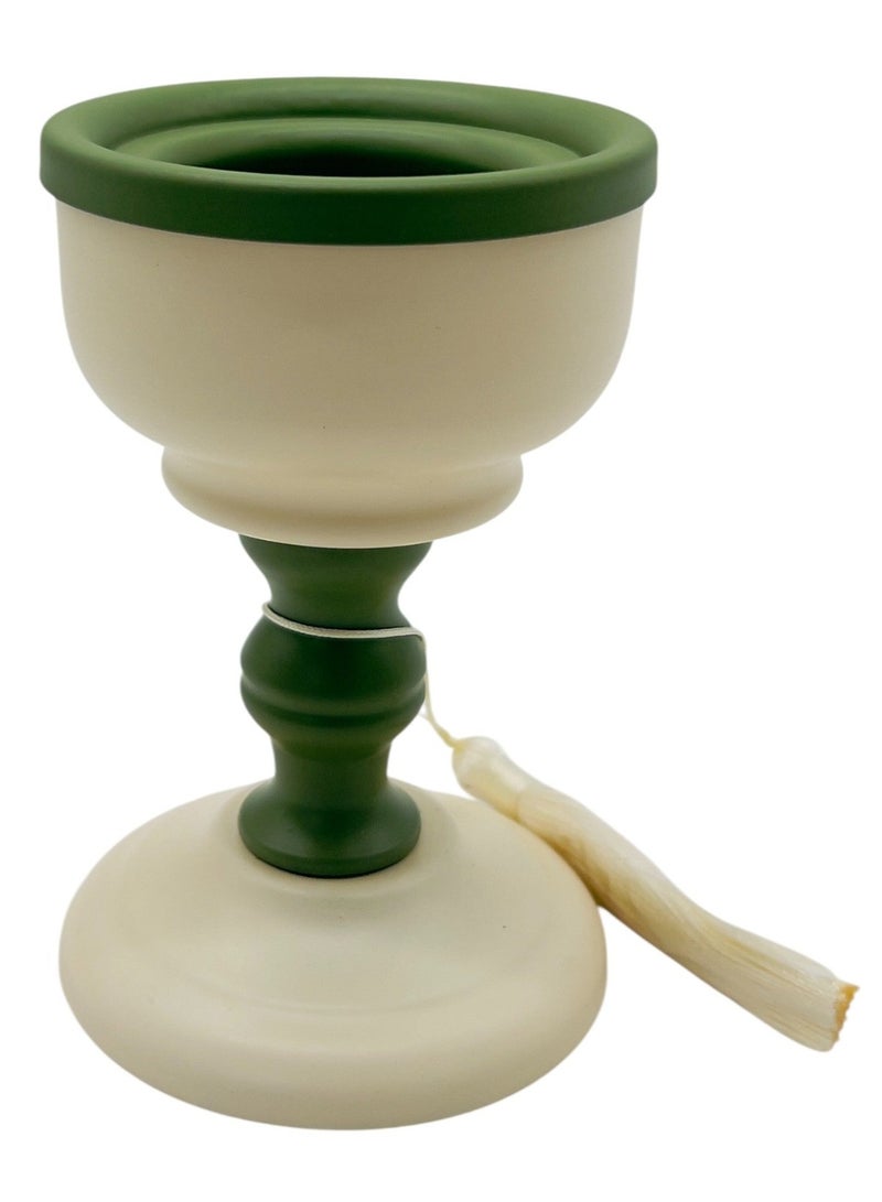 Akdc Metal Incense Burner 8Cm*12.5Cm, Ivory/Green - Image 1